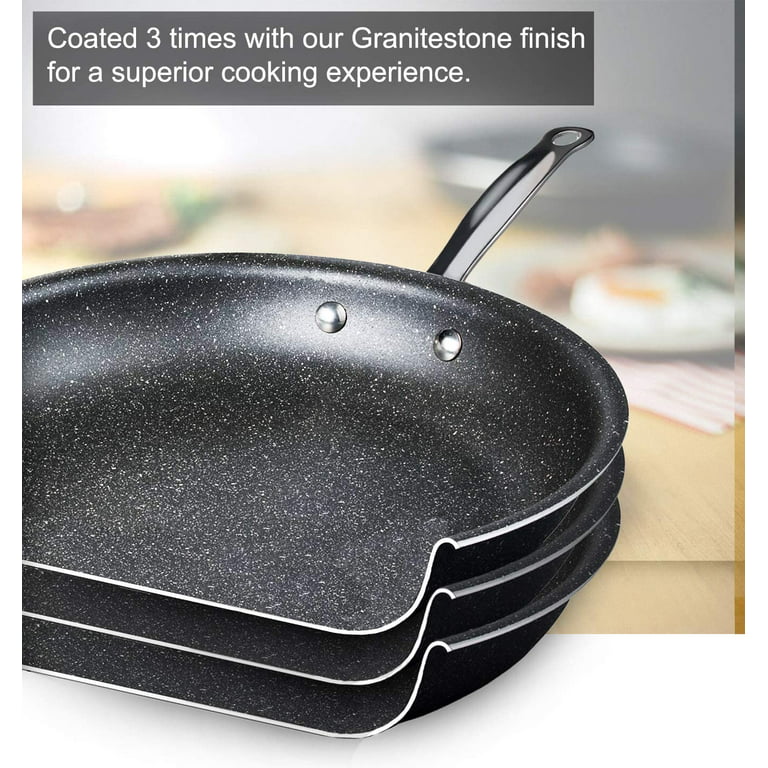 Granitestone 14 Inch Frying Pan with Lid, Large Non Stick Skillet for  Cooking, Nonstick, Ultra Durable Mineral and Diamond Coating, Family Sized  Open