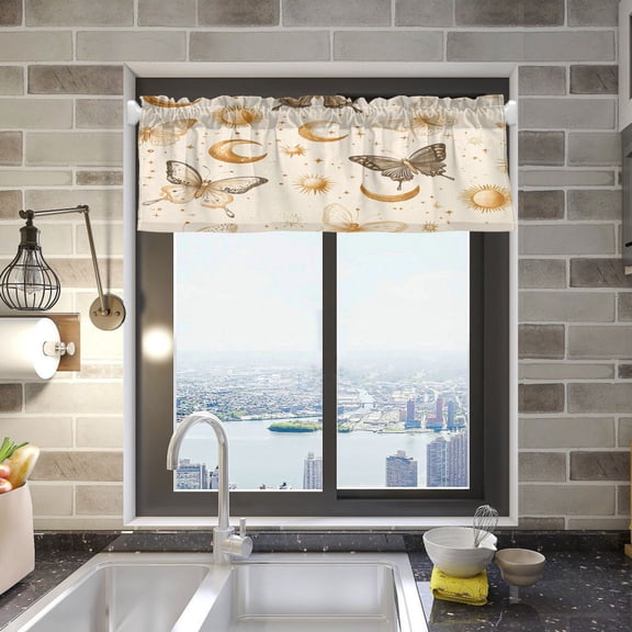 BZSMCE Alance Curtains Butterfly Pattern Design Modern Style Pattern Window Curtain Valance 52W" x 18L" for Kitchen Living Room Bedroom
