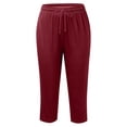 thumbnail image 5 of Endives Womens Casual Pants Plus Size Casual Elastic Waist Loose Fit Linen Pant Women With Pockets Activewear S-6XL Red, 5 of 6