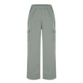 thumbnail image 4 of ZHYou Cargo Sweatpants for Women,High Waist,Elastic Waistband,Side Pockets,Wide Leg Joggers,Gray,Size L, 4 of 9