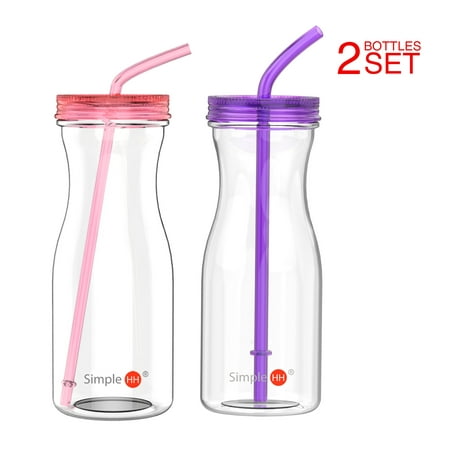 Holiday Season | Tritan Water Bottle With Straw by SimpleHH: BPA Free Cold Drink | Water Container | Dishwasher-Safe Tumbler | Extra Wide Mouth w/ Easy Twist Lid | 33oz |