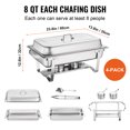 thumbnail image 3 of VEVOR Ensemble de Buffet à Réchaud, 8 qt 4 Pack, Chafer en Acier Inoxydable avec 4 Casseroles Taille Complète, Réchauffeur de Restauration Rectangulaire avec Couvercle, Support Pliant pour Eau, Plateau à Carburant, Cuillère, Clip, pour au Moins 8 Personnes, 3 of 9