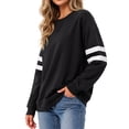 thumbnail image 3 of MOSHU Crewneck Sweatshirts for Women Striped Long Sleeve Shirts Fashion Fall Womens Sweatshirts Casual Fall Pullover Tops, 3 of 9