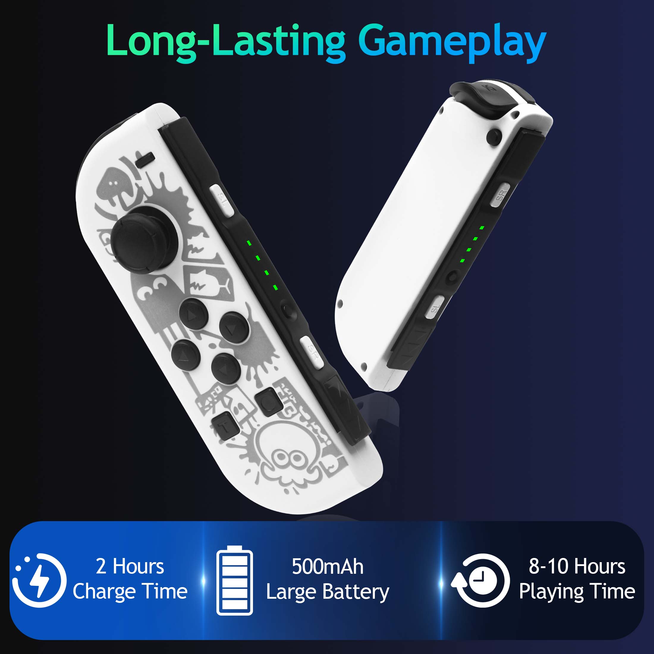 Controlador de Juegos Dividido Inalámbrico, Gamepad Bluetooth con Luz RGB, Movimiento y Vibración, Controlador Recargable para Consola Portátil 6