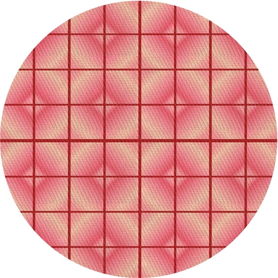 Ahgly Company Indoor Round Patterned Light Salmon Rose Pink Area Rugs, 3' Round