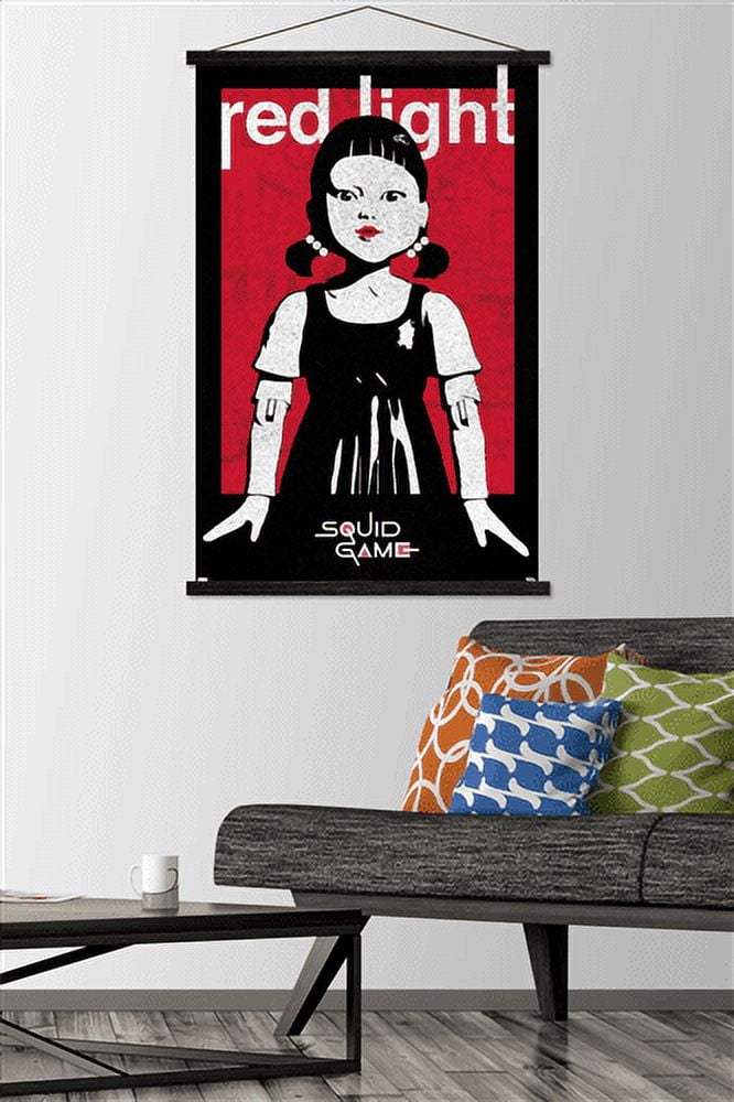 Netflix Squid Game - Red Light Wall Poster with Wooden Magnetic Frame, 22.375" x 34"