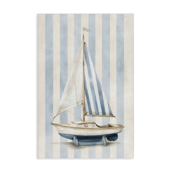 Stupell Industries Tropical Seaside Stripes Sailboat Canvas Art, 16 x 24, by Petals Prints Design