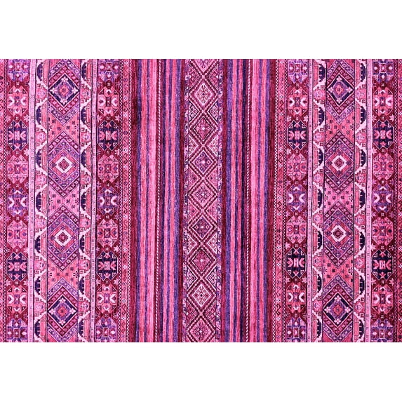 Ahgly Company Indoor Rectangle Abstract Pink Modern Area Rugs, 4' x 6'