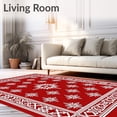 thumbnail image 2 of ODIKA 8'x10' Machine Washable Non-Slip Area Rug, Sparkling Nordic Semicircular Anti Slip Bath High Traffic Rug with Pad, Red, 617642, 2 of 8