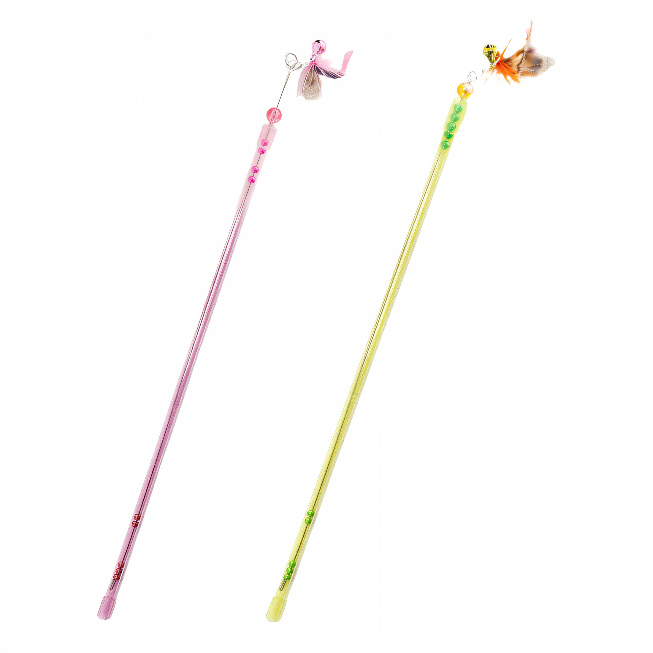 Yirtree Cat Fishing Pole Toy, Retractable Feather Wand with Reel