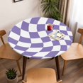 thumbnail image 5 of Purple and White Elastic Fitted Round Table Cover Aesthetic Modern Abstract Waterproof Outdoor Tablecloth for Holiday Party, Picnic, Patio & Dining Fits Tables Up to 36"-44", 5 of 8