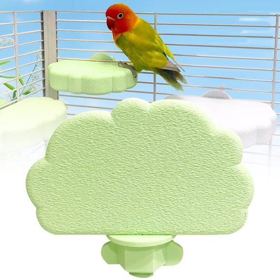 Cloud Shaped Parrot Perch Stand Washable Grinding Platform Natural Material Bird Perch with Screw Lock for Cage Nail Care Accessories, L, Light Green