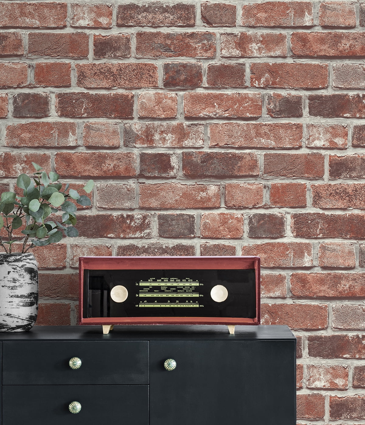 Seabrook Designs  Distressed Red Brick Prepasted Wallpaper - 20.5 in. W x 33 ft. L