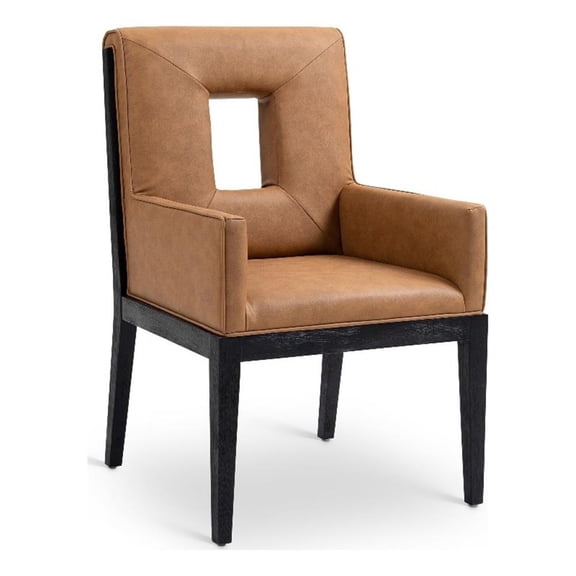 Meridian Furniture Gwendolyn Cognac Vegan Leather Dining Arm Chair