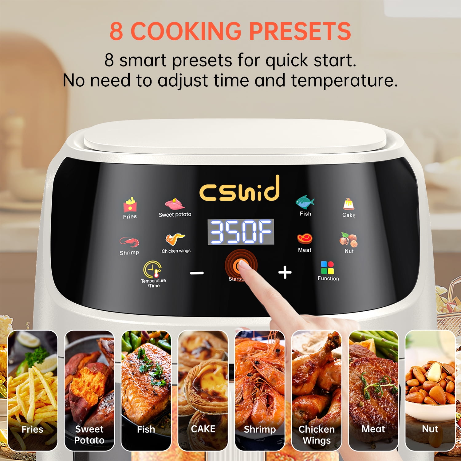 Fryer 5L Large Capacity Touch Screen Fryers Household Multi-function Window Visible Air fryer that Crisps, Reheats, & Dehydrates,Including Air Fryer Paper Liners 50PCS,White - Walmart.com