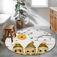 thumbnail image 3 of Round Rug 3.3Ft Washable Non-Slip, Yellow Bees Gnomes Circle Area Rugs for Living Room Bedroom, Spring Floral Branches Wooden Indoor Floor Mats Carpet Runner for Home Decor Aesthetic, 3 of 8