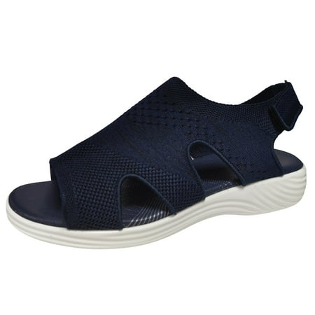 

Luiyenes Ladies Shoes Summer Mesh Hook Loop Breathable Lightweight Platform Sandals