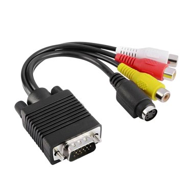 VGA SVGA vers S-Video 3 RCA TV AV Out TV-Out Convertisseur Adaptateur Câble pour PC Portable Télévision Noir