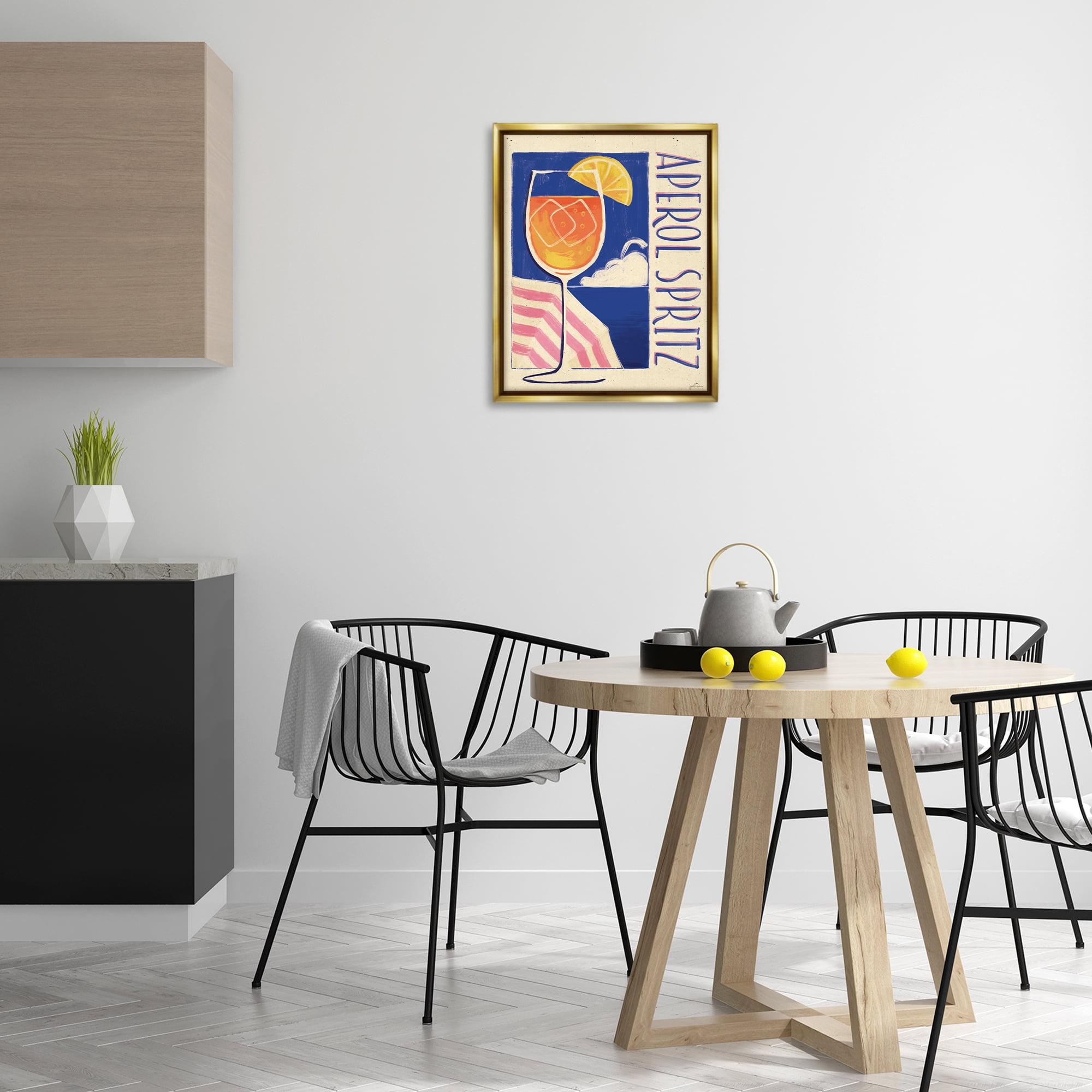 Stupell Industries Retro Aperol Spritz Food & Beverage Painting Gold Floater Framed Canvas Art Print Wall Art, 17 x 21