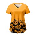 thumbnail image 6 of enyan Women's Halloween Shirts Pumpkin T-Shirt Gift Spooky Graphic Tees Short Sleeve Fall Tops Women’s Halloween Shirt(Gold,XXL), 6 of 7