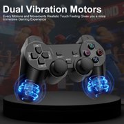 PS2 Controller,2 Packs Wireless Controller Compatible with PS2/PS2 Slim/PS1,PS2 Replacement Wireless Controller with Double Vibration ,Black