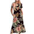 thumbnail image 2 of TIMIFIS Robes pour Femmes Invitées de Mariage Robes d'Été Manches Courtes Décontractées Maxi Robe de Plage Florale Décontractée avec Poches - Printemps, 2 of 6