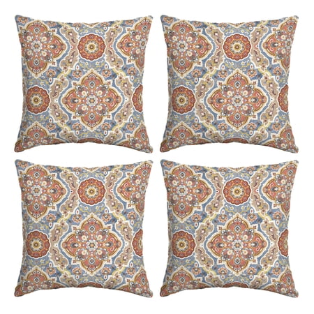 ARDEN Outdoor Toss Pillow Set of 4 16 x 16 Rain-Proof Fade Resistant Global Vintage Medallion
