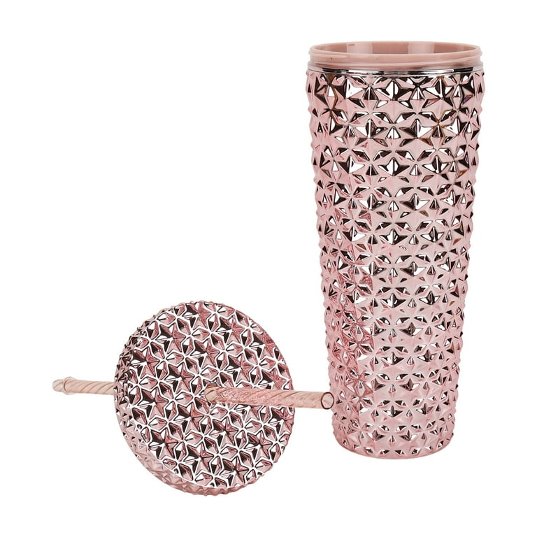 Holiday Time 26 oz Plastic Double Wall Textured Tumbler with Straw