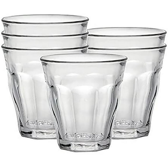 Duralex Picardie Set of 6 Short 7.75 oz. Clear Stacking Tumbler Drinking Glasses
