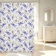 thumbnail image 2 of Erosebridal Elegant Dragonfly Shower Curtain 72Wx72L,Coastal Daisy Flowers Bathroom Curtain,White Blue, 2 of 5