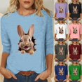 thumbnail image 5 of YanHoo Hauts pour Femmes Manches 3/4 Col Rond Imprimé de Pâques T-Shirt Décontracté Lapin de Pâques Joyeux Hauts de Printemps Amusants T-Shirts Graphiques Œufs de Pâques Mignons Cadeaux de Pâques pour Femmes, 5 of 5