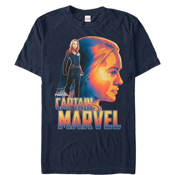 Men's Marvel Captain Marvel Artistic Profile  Graphic Tee Navy Blue Medium