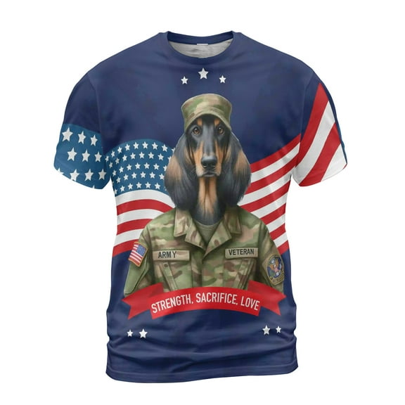 Happy Father's Day Honoring Veterans Afghan Hound in Army Uniform All Over Print 3D Shirt Unisex Merch Dog Lover - 13007