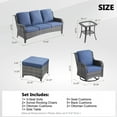 thumbnail image 3 of Vcatnet 6 Pieces Outdoor Patio Furniture Sectional Sofa All-weather Conversation Set with Swivel Rocking Chairs and Coffee Table for Garden,Poolside,Denim blue, 3 of 8