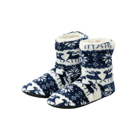 

Gomelly Womens Booties Slippers Soft Plush Sock Shoes With Lined Christmas Slipper Lightweight Warm Shoe Mens Kids Boots Blue 5.5-8