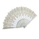 thumbnail image 5 of Abanicos plegables de tela de seda de encaje para fiesta de boda blanco 2 piezas, 5 of 6