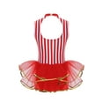 thumbnail image 4 of iiniim Kids Girls Sequin Stripe Jazz Dance Tutu Skirt Leotard Dress Red 14, 4 of 7