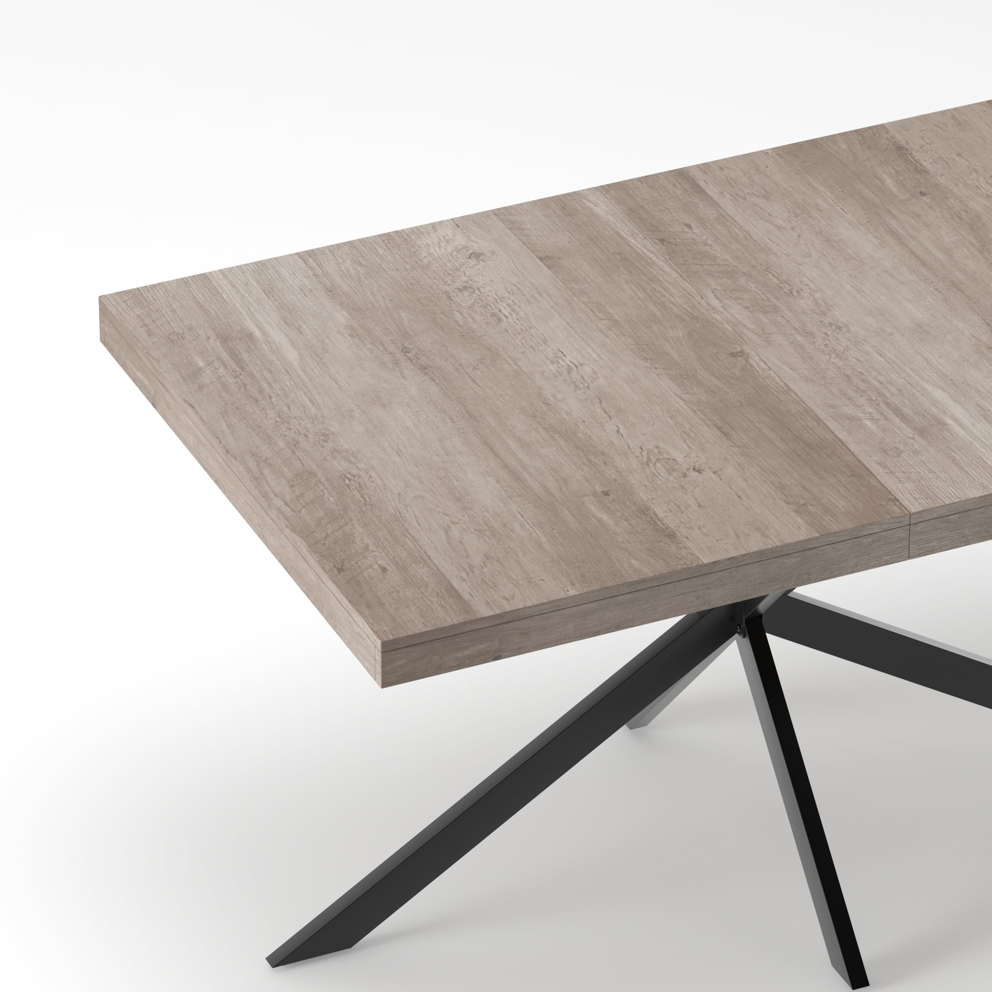 BSHTI 55.11"-70.86" MDF Extendable Rectangular Dining Table with Metal Base and Storage Box for Kitchen/Dining Room（Gray）