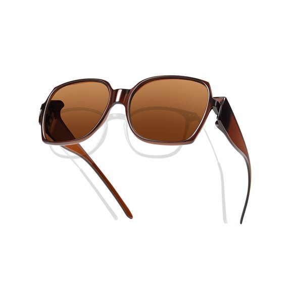 Polarised Fit Over Sunglasses for Women Over Prescription Glasses - Oversized Lightweight 24g UV400, 2-in-1 Wear Over or Alone, Anti-Glare for Driving Beach Golf Outdoor