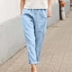 thumbnail image 1 of Karight Womens Casual Cotton Tapered Capri Cargo Pants Loose Elastic Waist Ankle Cropped Trouser with Pockets, 1 of 8