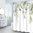 thumbnail image 2 of Sage Green Eucalyptus Shower Curtain, Watercolor Plant Leaf with Floral Shower Curtain Set, Botanical Shower Curtains for Bathroom, Waterproof Fabric with 12 Hooks, 72 x 72 Inches, 2 of 6