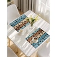 thumbnail image 5 of Light Blue Brown Placemats Set of 6, Rustic Farmhouse Dog Paw Vintage Placemats for Dining Table, Place Mats for Kitchen Tabletop, Waterproof Wipeable Dining Table Mats Set, 5 of 9