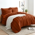 thumbnail image 3 of DHOLE King Size 7-Piece Bed in a Bag Comforter Set – Boho Tufted Shabby Chic Bedding, Ultra Soft Microfiber All-Season Vintage Farmhouse Duvet Cover Set with Pillow Shams - Orange, 3 of 12