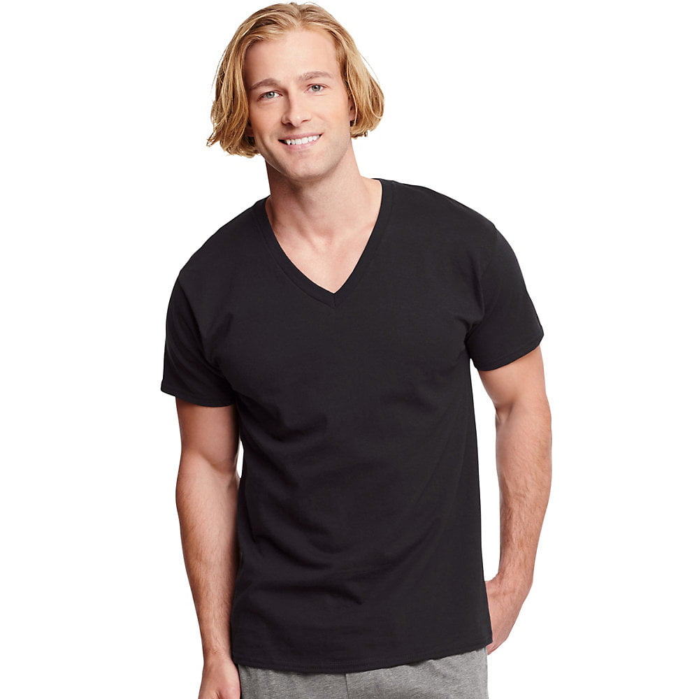 Hanes Classics Men's Traditional Fit ComfortSoft® TAGLESS® Dyed Black V-Neck Undershirt 3-Pack - 7883B3