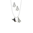 thumbnail image 2 of Delight Jewelry Silvertone Flying Witch Silver tone Zig Zag Christmas Tree Charm Necklace and Stud Earrings, 2 of 4