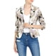 thumbnail image 5 of Blazer Abierto para Mujeres Inspire Chic, Traje Corto de Verano para el Trabajo, Color Beige con Flores Moradas, Talla M, 5 of 7
