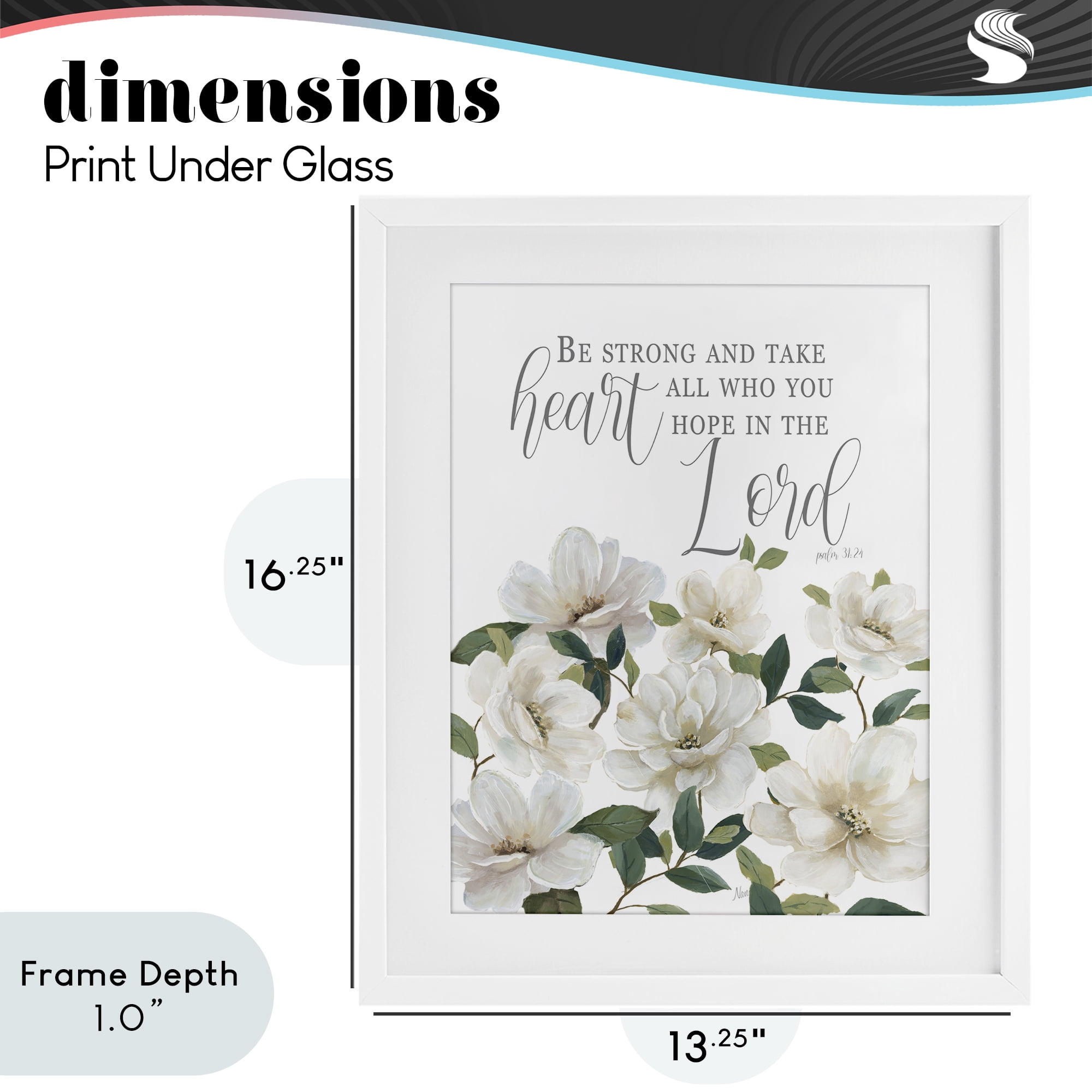 Stupell Industries Be Strong And Take Heart White Framed Print Under Glass, design by Nan