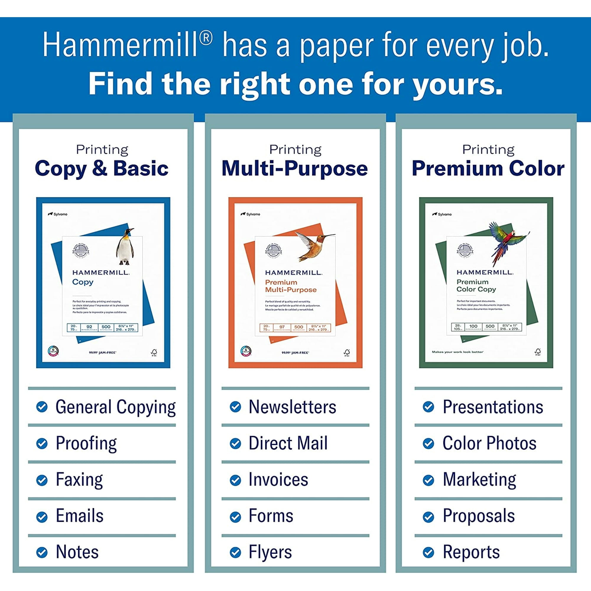 Hammermill Paper, Color Copy Digital, 28lb, 8.5 x 11, 3 Hole Punch, 100 Bright, 500 Sheets / 1 Ream,