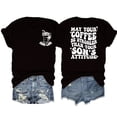thumbnail image 1 of Gibobby Blusa de Trabajo de Manga Corta Top camiseta con estampado texto manga corta informal suelto verano para mujer(Negro,XL), 1 of 3