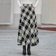 thumbnail image 7 of Plus Size Plaid Maxi Skirts Womens High Waist Ruffle Flare Aline Long Skirts with Pockets Blue, S, 7 of 7